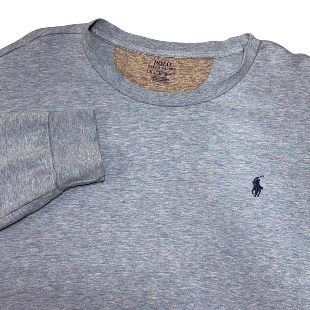 Polo Ralph Lauren Mens XL Tall Blue Heather Long Sleeve Crewneck Sweatshirt Logo